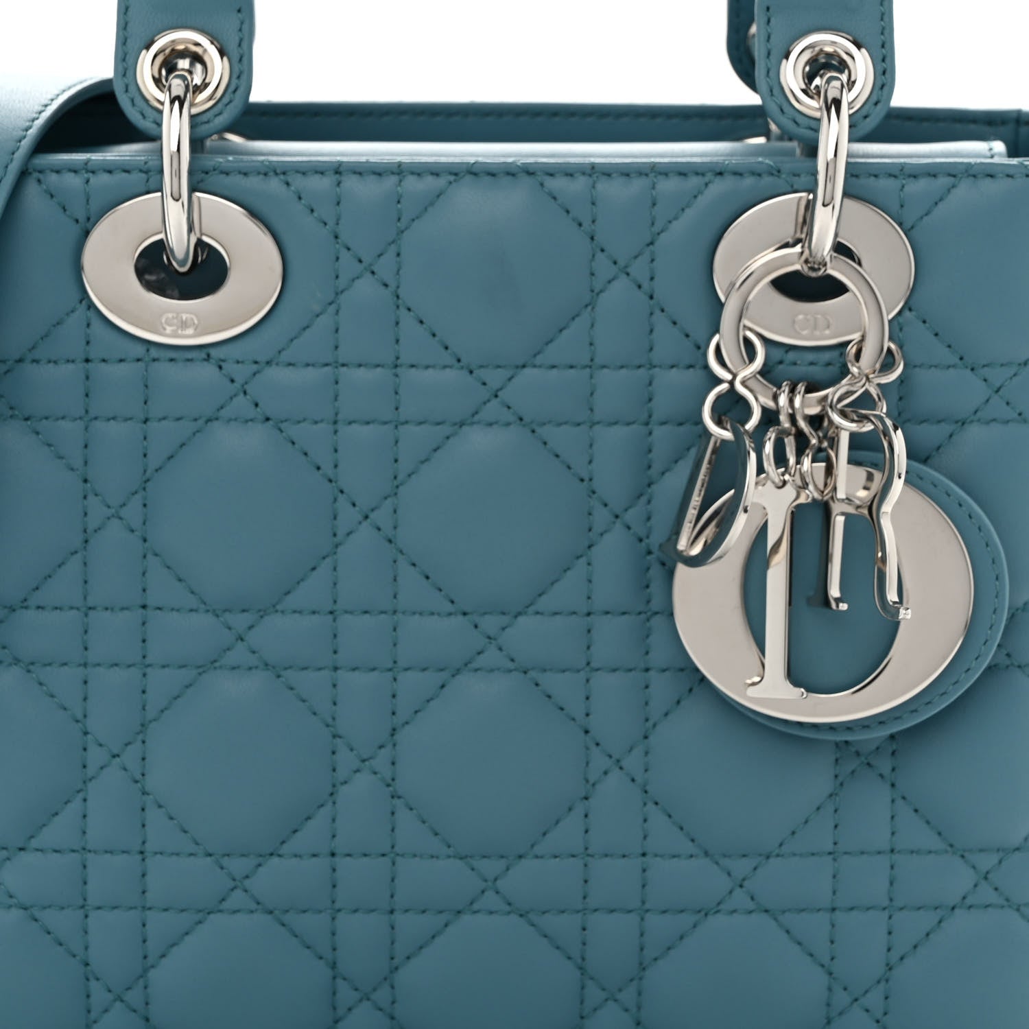 Christian Dior CHRISTIAN DIOR Lambskin Cannage Small My ABCDior Lady Dior Blue 8 of 10