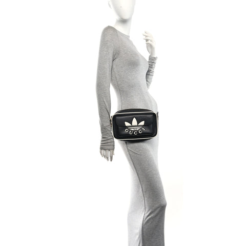 X ADIDAS Textured Dollar Calfskin Belt Bag Black