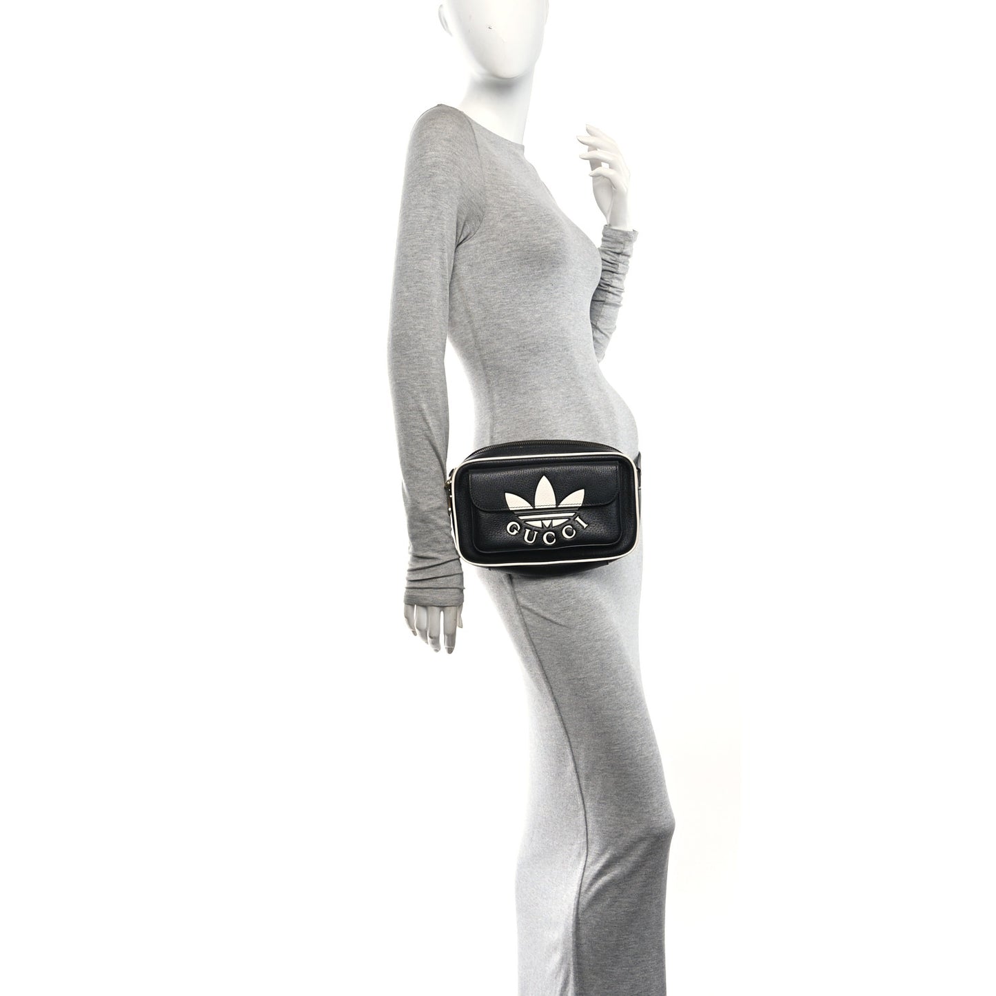 X ADIDAS Textured Dollar Calfskin Belt Bag Black