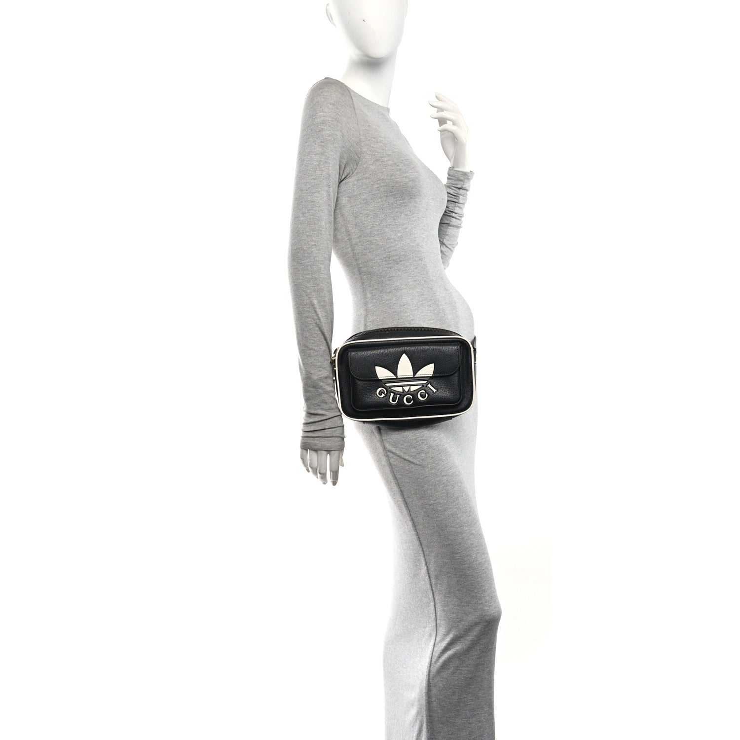 Gucci X ADIDAS Textured Dollar Calfskin Belt Bag Black 2 of 10