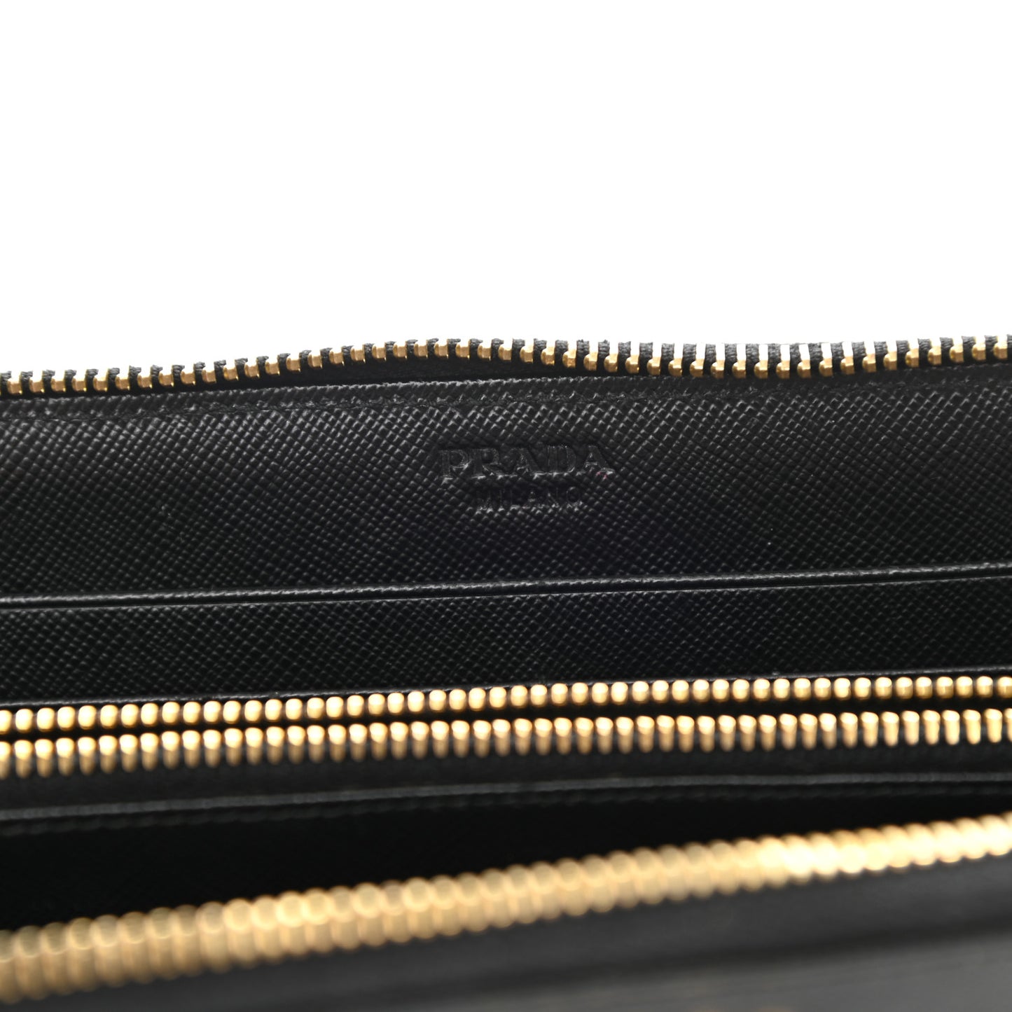 Saffiano Metal Zip Around Wallet Black