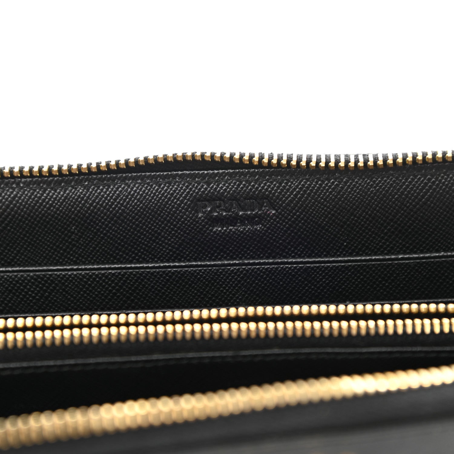 Prada Saffiano Metal Zip Around Wallet Black 6 of 10