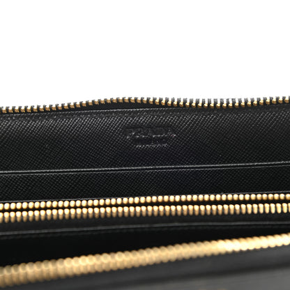 Prada Saffiano Metal Zip Around Wallet Black 6 of 10