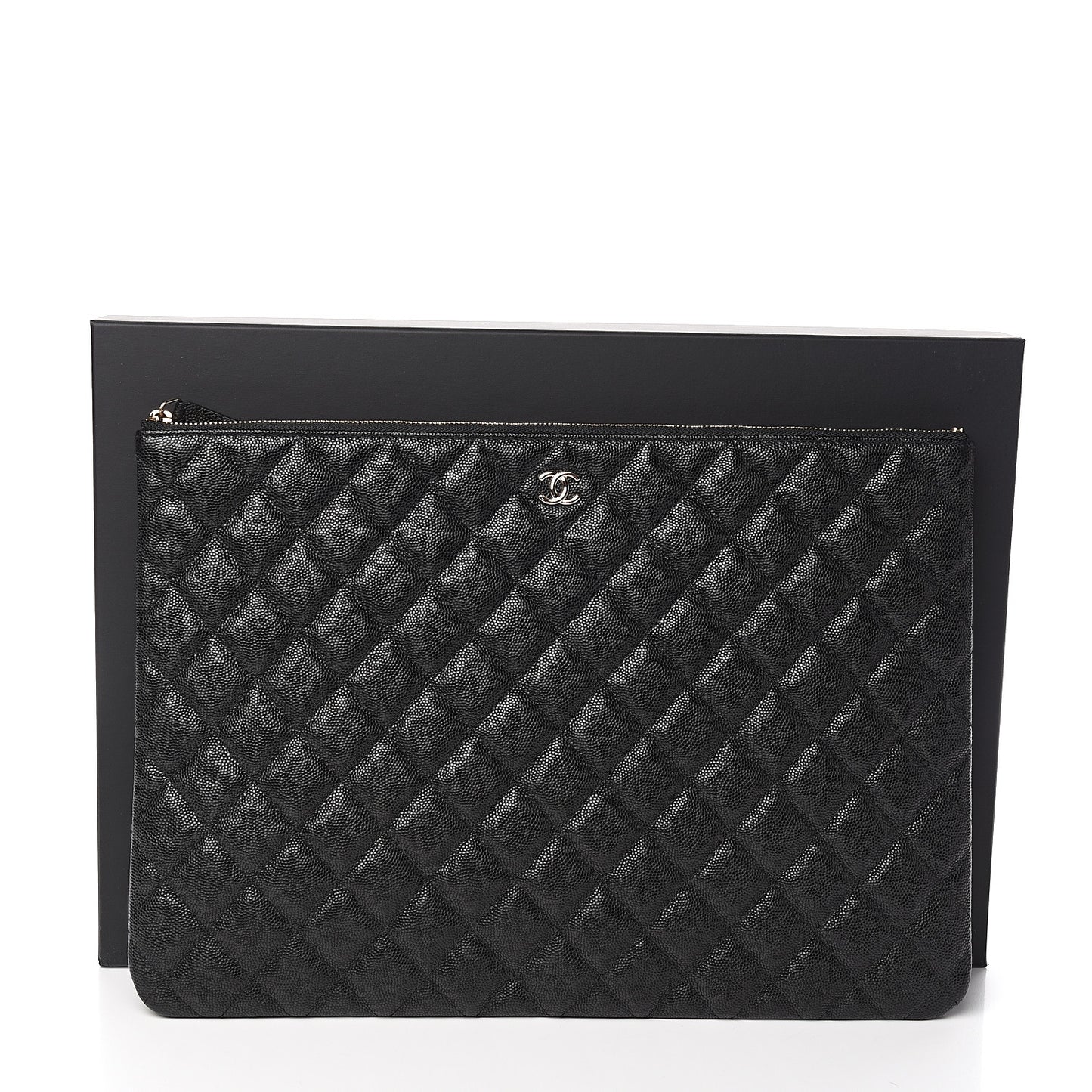 Caviar Quilted Large Cosmetic Case Black