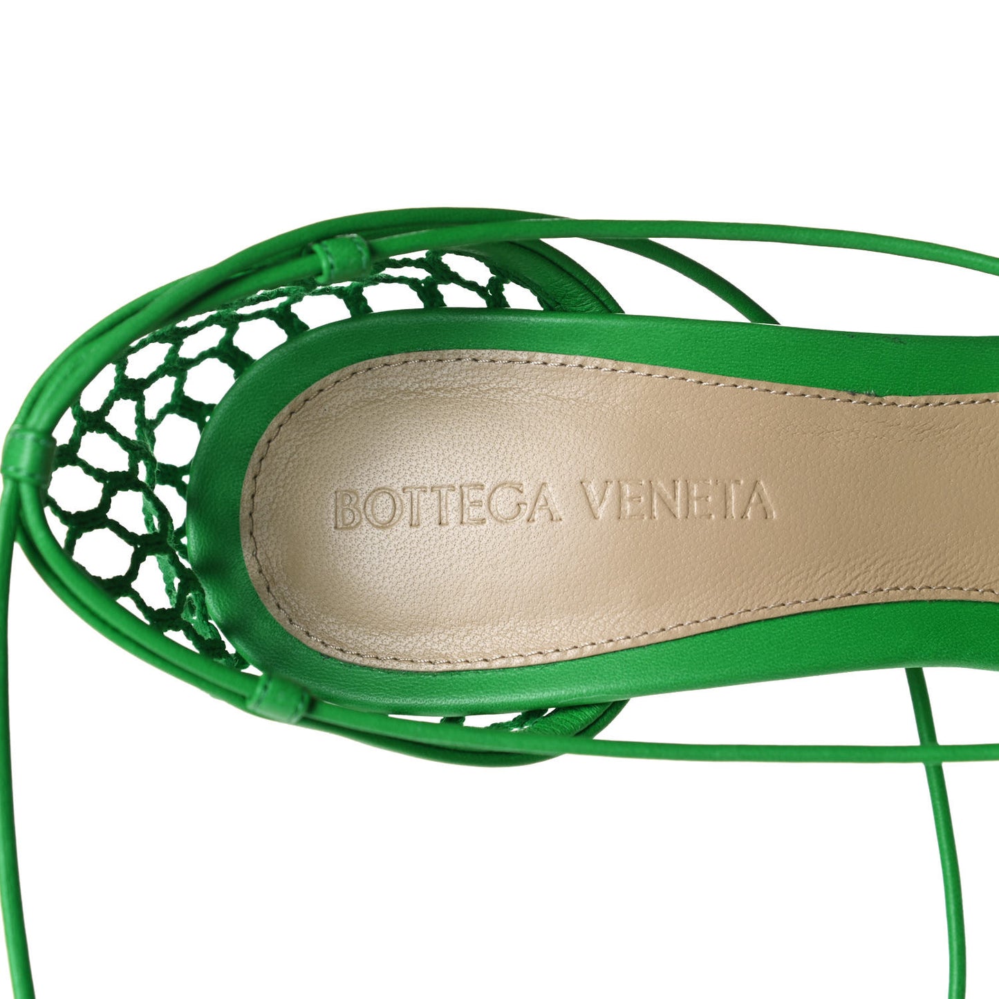 Mesh Nappa Stretch Ankle Tie 90mm Sandals 37.5 Grass