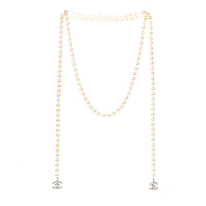 Chanel Pearl CC Long Necklace Silver 3 of 5