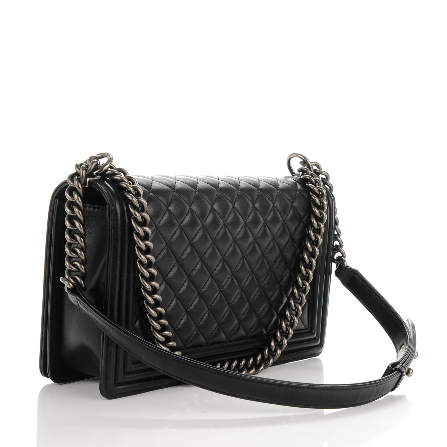 Lambskin Quilted New Medium Boy Flap Black