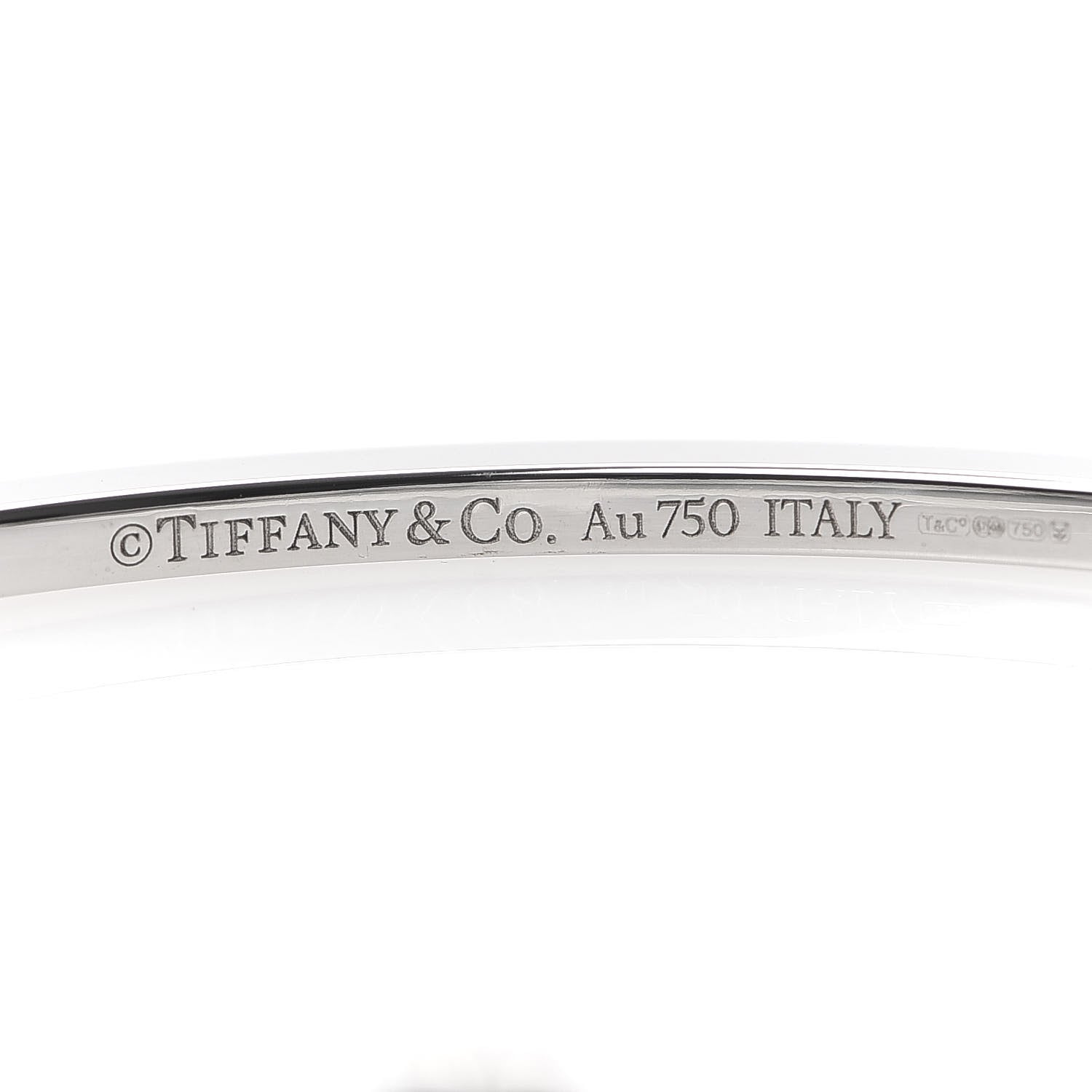 Tiffany 18K White Gold Diamond T Two Hinged Bangle Bracelet 4 of 6