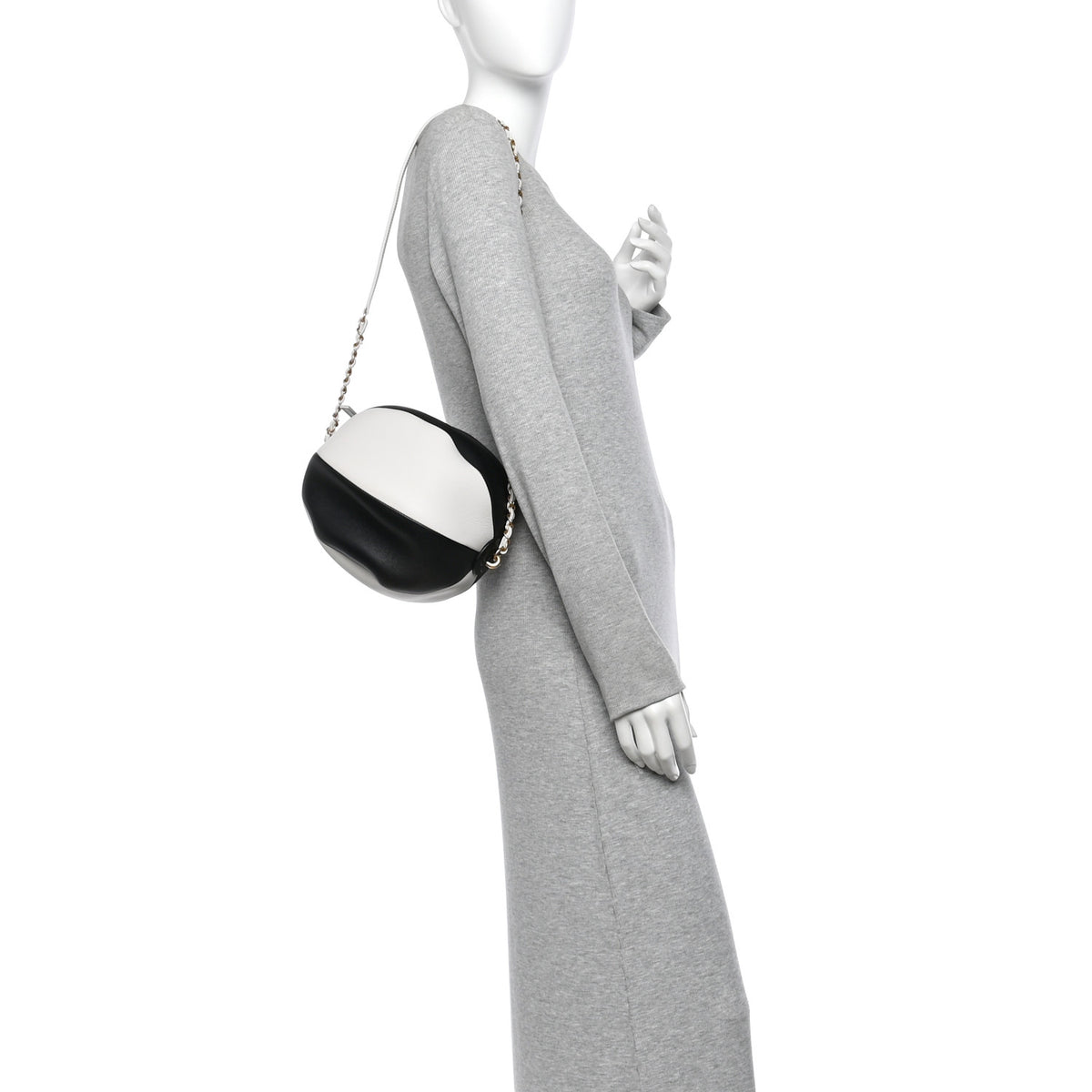 Calfskin Coco Beach Ball Bag White Black