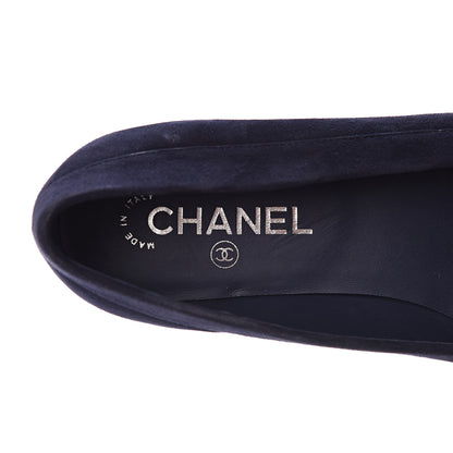 Chanel Kid Suede CC Flats 37.5 Navy 8 of 15