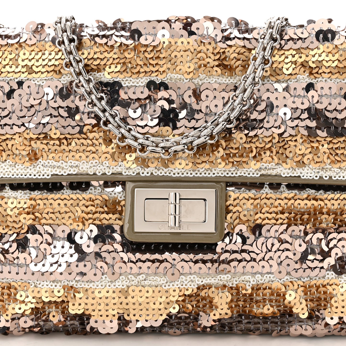 Sequin Striped Medium Reissue Flap Multicolor