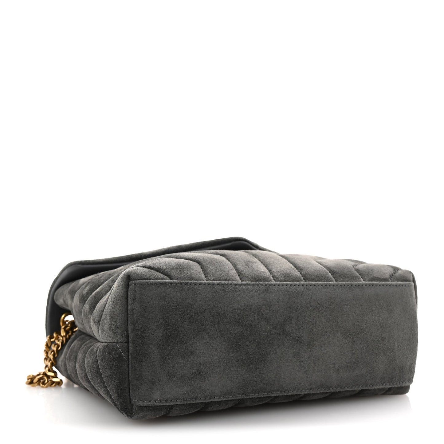Suede Calfskin Y Quilted Monogram Small Loulou Chain Satchel Storm