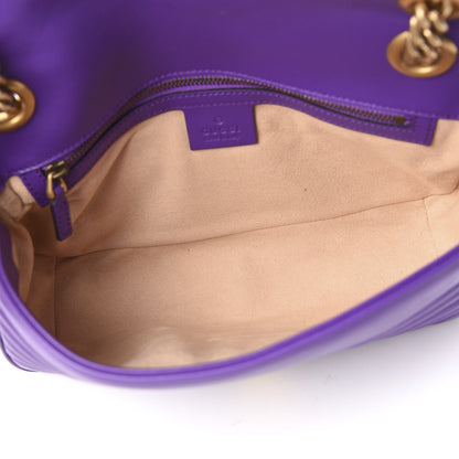 Gucci Calfskin Matelasse Small GG Marmont Shoulder Bag Shine Purple 5 of 10