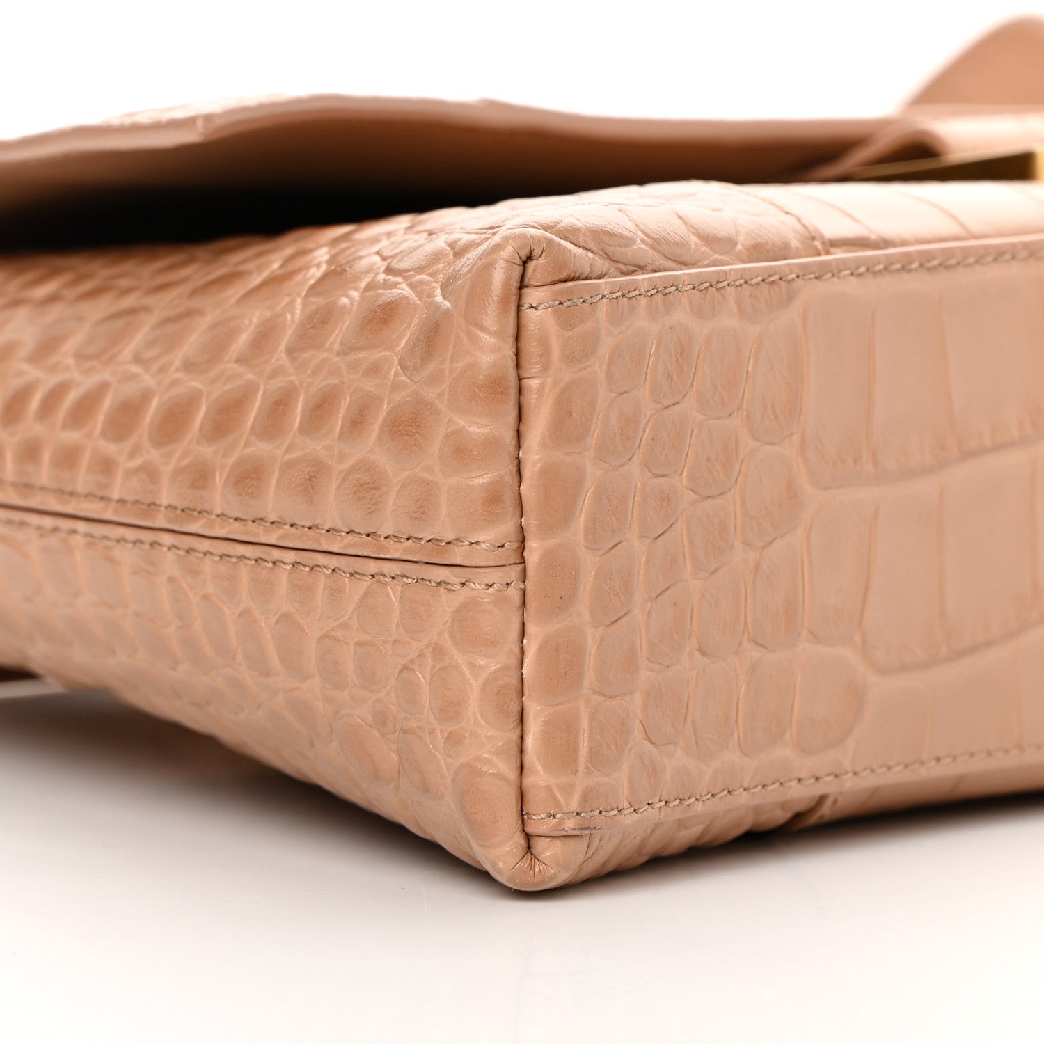 Balenciaga Extra Supple Calfskin Crocodile Embossed XS Downtown Shoulder Bag Nude Beige 10 of 17