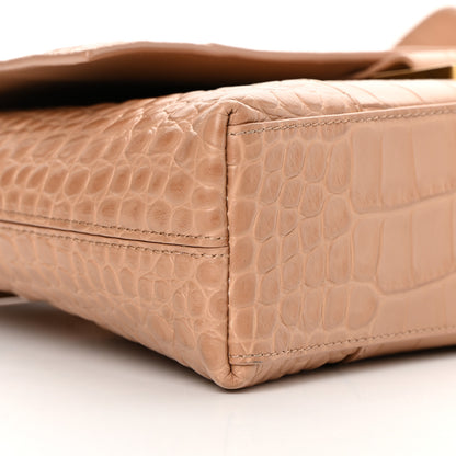 Balenciaga Extra Supple Calfskin Crocodile Embossed XS Downtown Shoulder Bag Nude Beige 10 of 17
