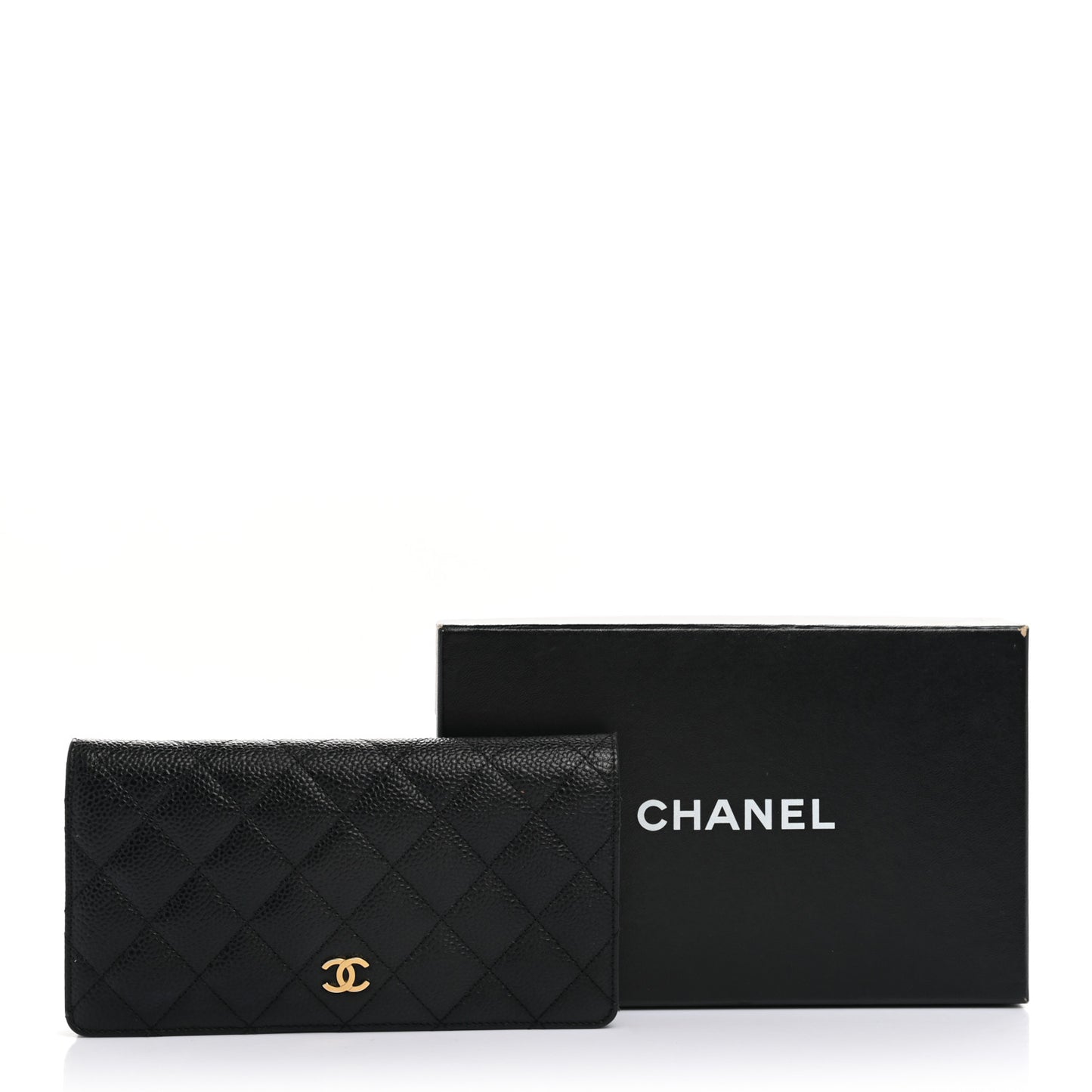 Caviar Quilted Yen Wallet Black