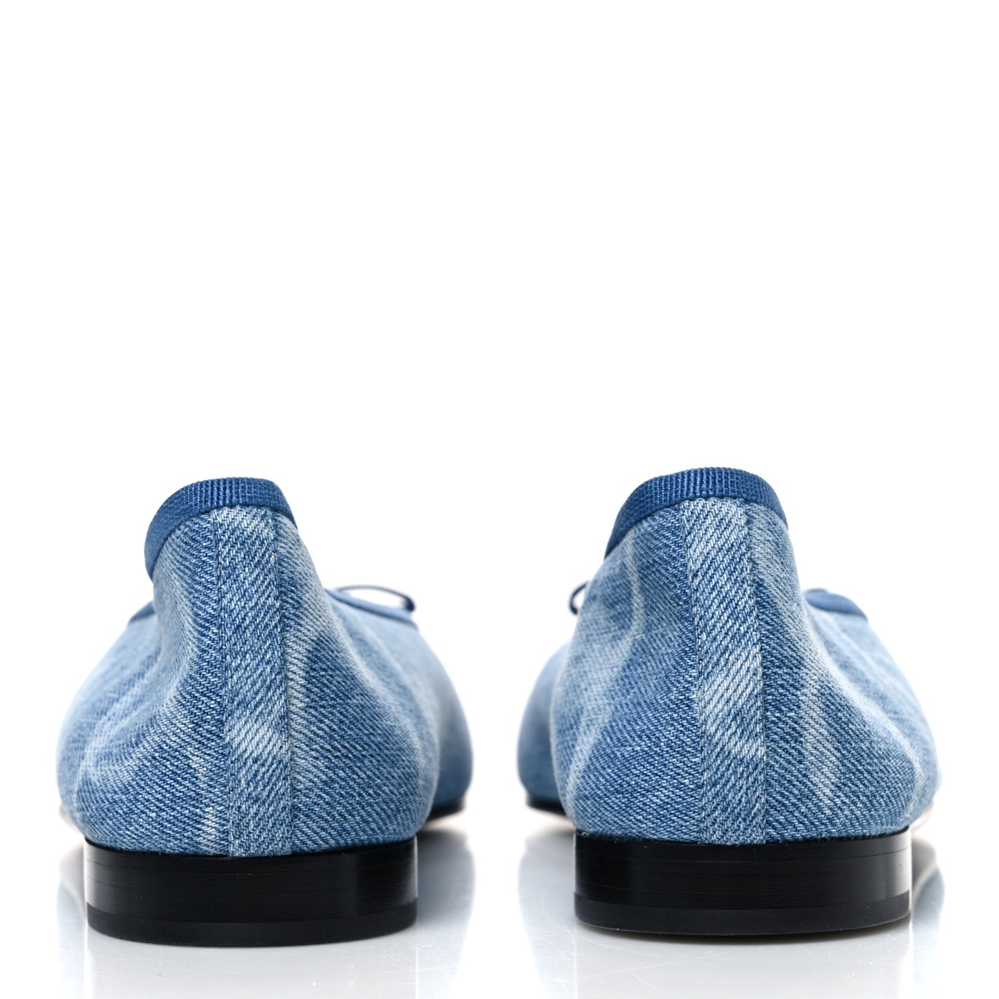 Denim Printed CC Cap Toe Ballerina Flats 41 Light Blue White