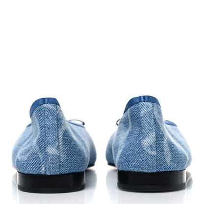 Chanel Denim Printed CC Cap Toe Ballerina Flats 41 Light Blue White 6 of 11