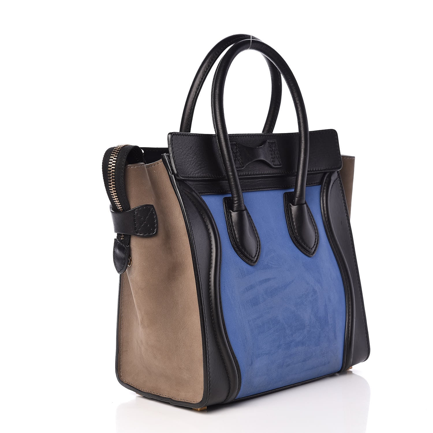 Celine Calfskin Nubuck Suede Micro Tri-Color Luggage Blue 3 of 17