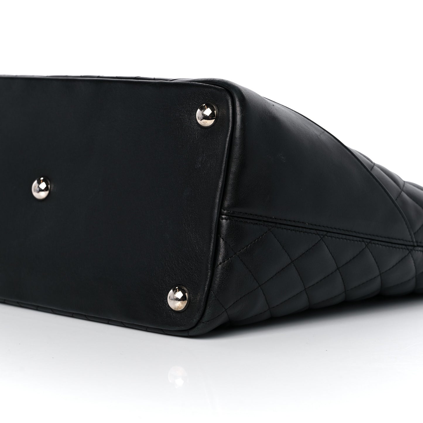 Calfskin Quilted Large Cambon Tote Black