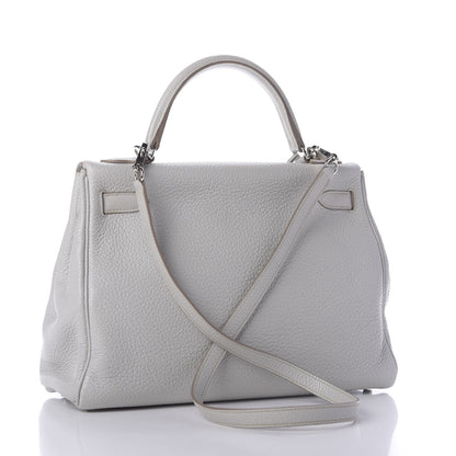 Hermes Taurillon Clemence Kelly Retourne 32 Gris Perle 3 of 13