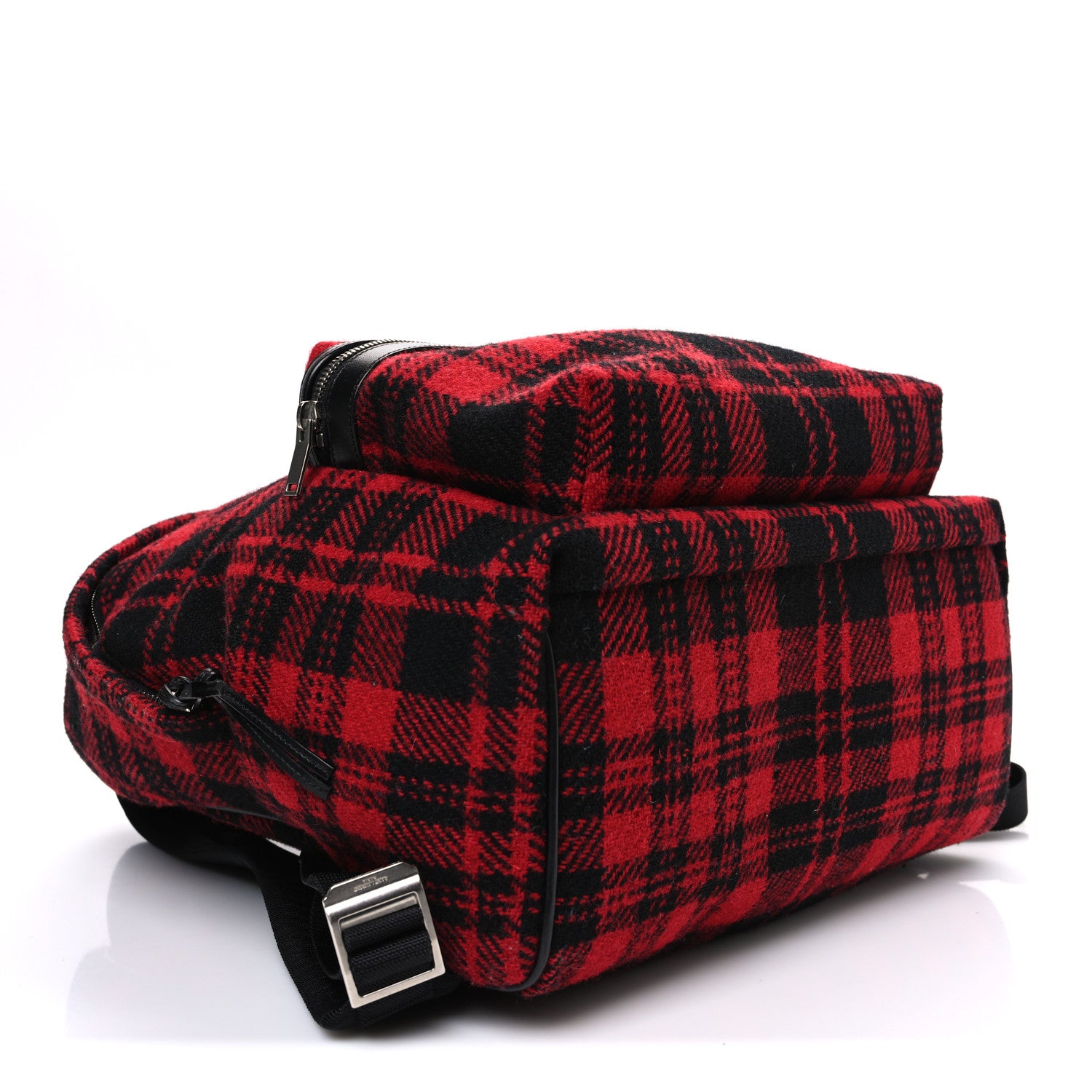 Saint Laurent Wool Tartan City Backpack Red Black 4 of 10