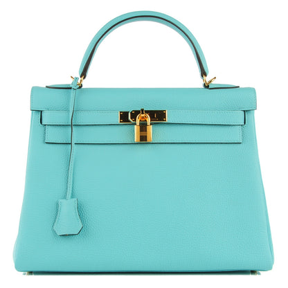 Hermes Togo Kelly Retourne 32 Bleu Atoll 1 of 24