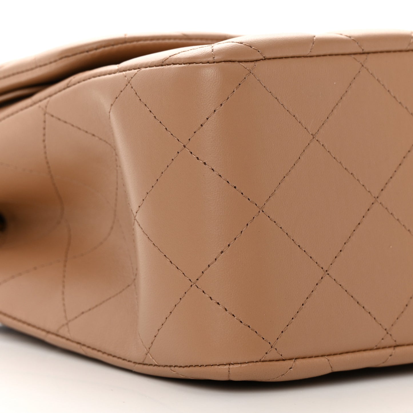 Lambskin Quilted Jumbo Double Flap Dark Beige