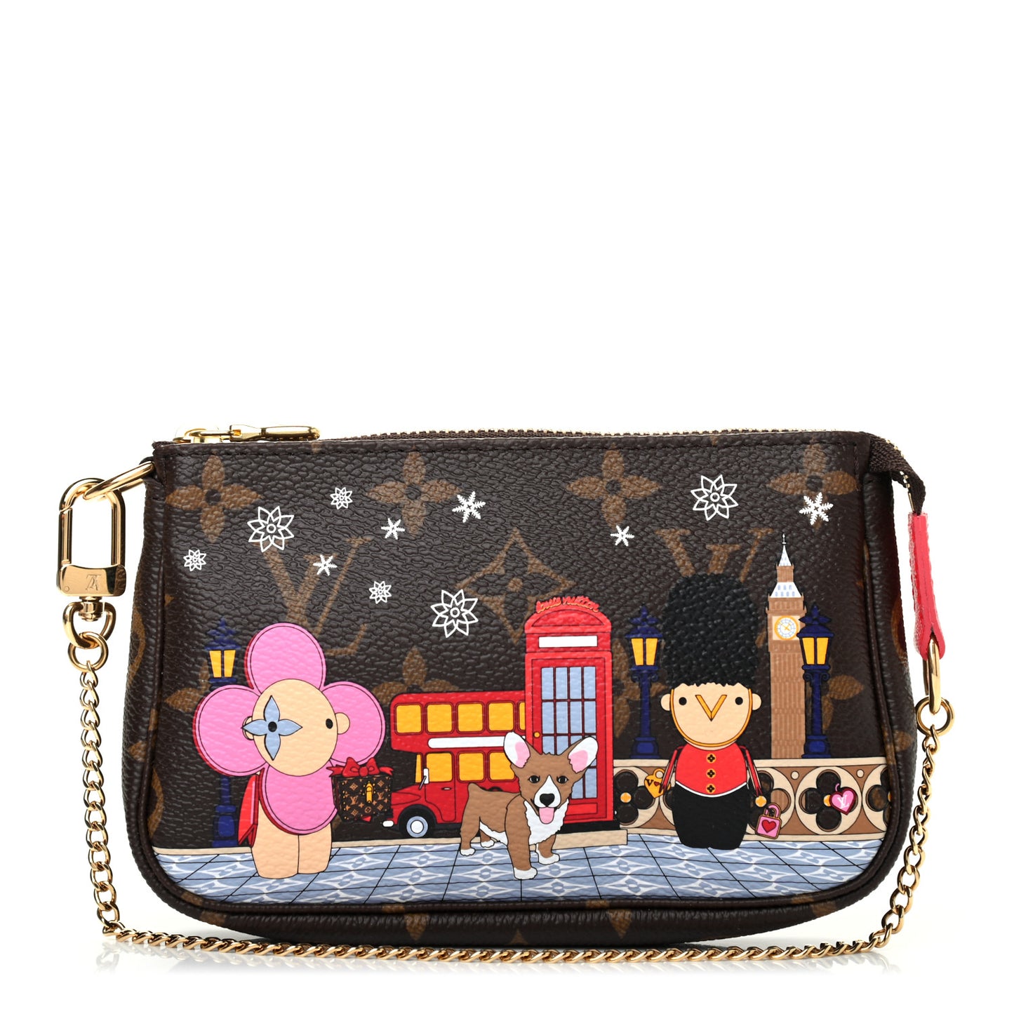 Monogram 2021 Christmas Animation London Mini Pochette Accessories Red