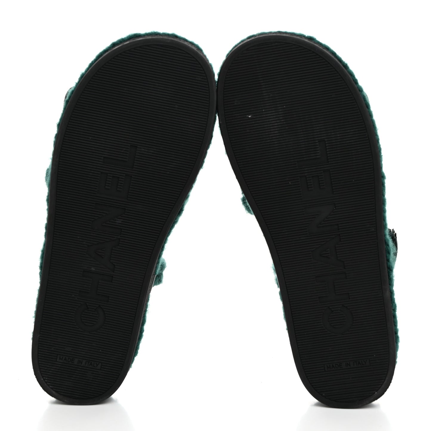 Cord Lambskin Quilted Logo Sandals 38 Green