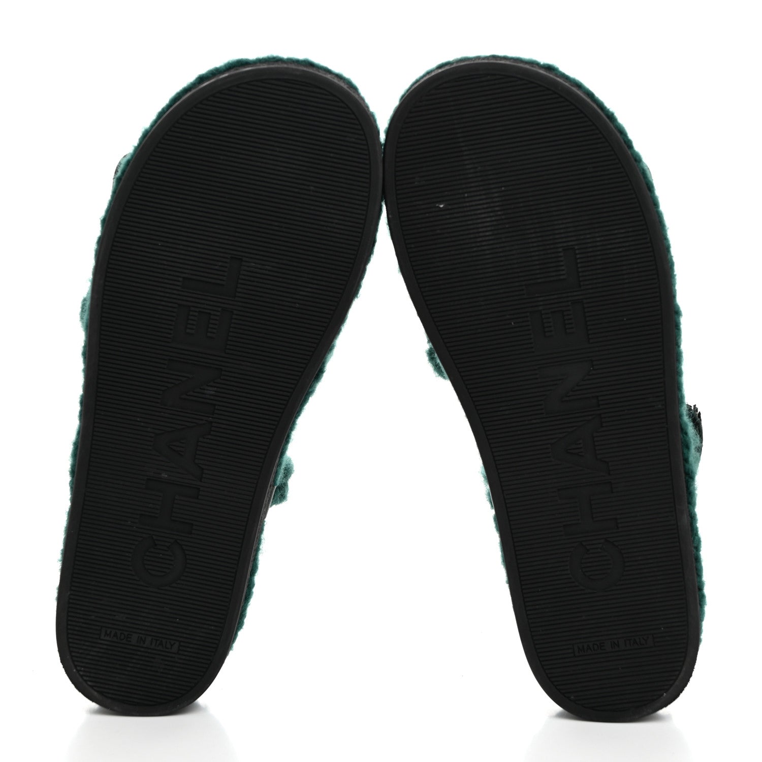 Chanel Cord Lambskin Quilted Logo Sandals 38 Green 5 of 8
