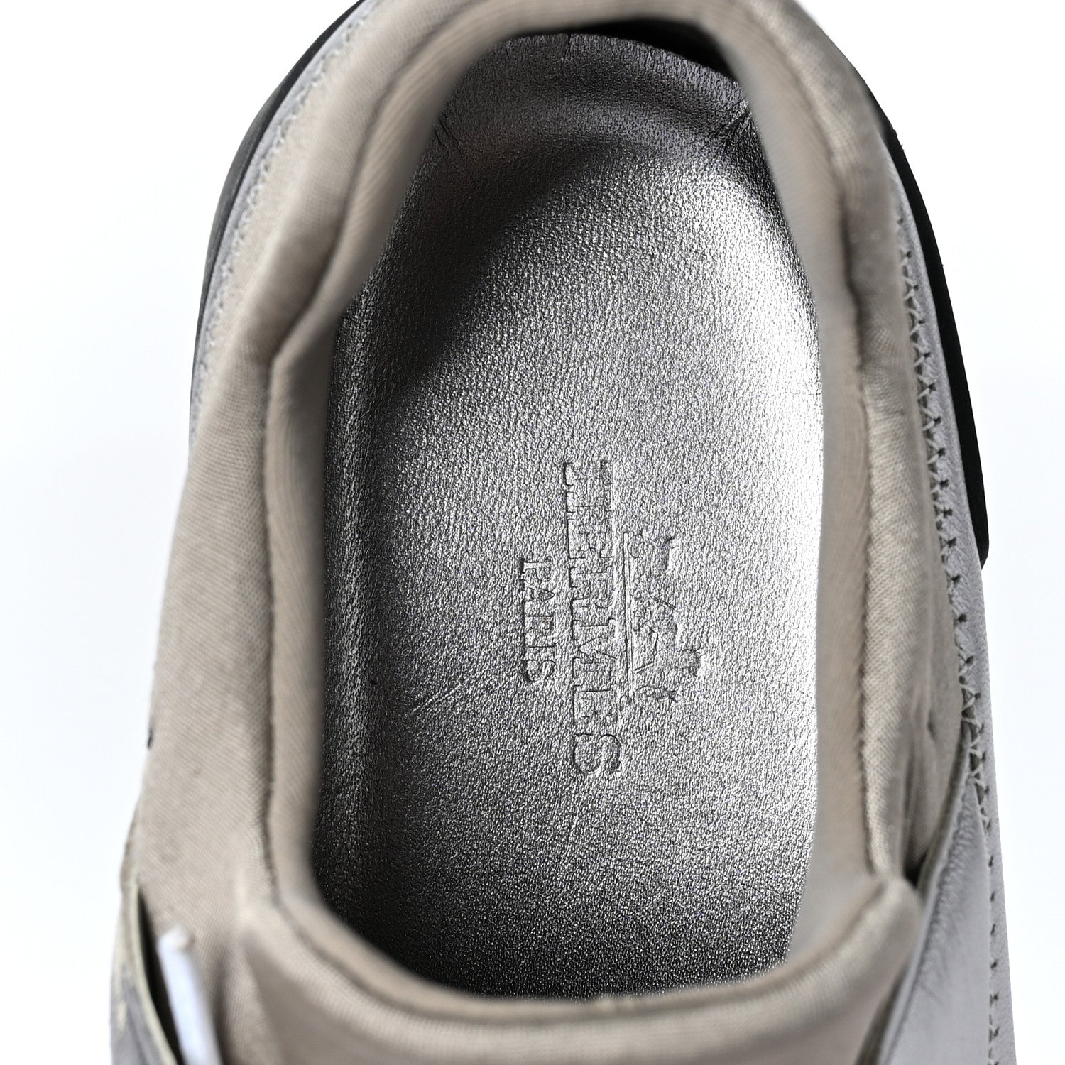 Hermes Technical Canvas Metallic Goatskin Womens Stadium Sneakers 35.5 Silver 7 of 7