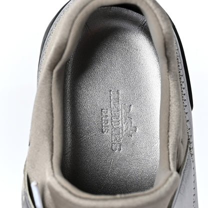 Hermes Technical Canvas Metallic Goatskin Womens Stadium Sneakers 35.5 Silver 7 of 7