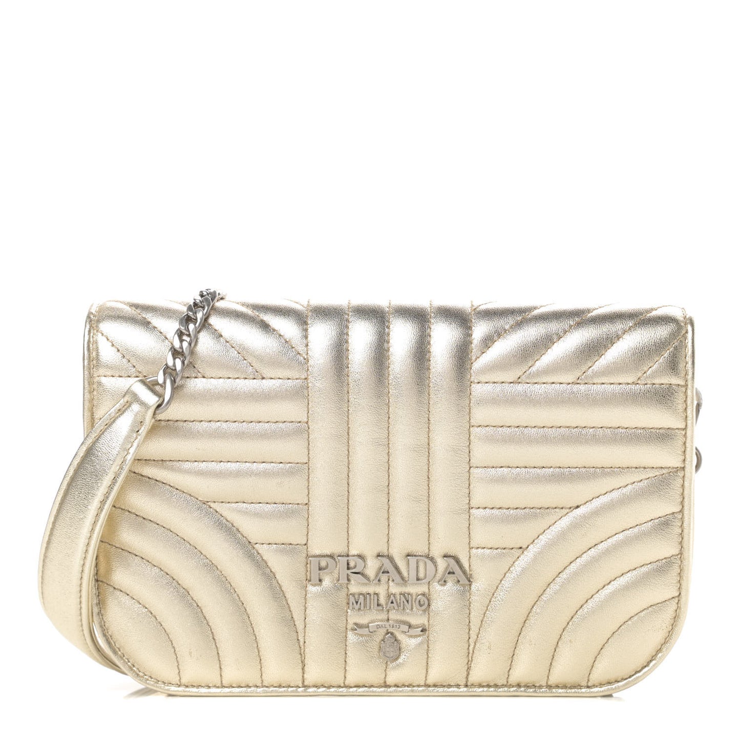Metallic Nappa Impunture Small Diagramme Crossbody Bag Gold