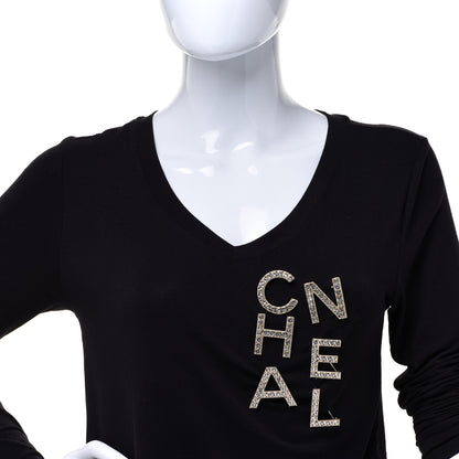 Chanel Crystal Cha-Nel Logo Brooch Set Gold 2 of 11