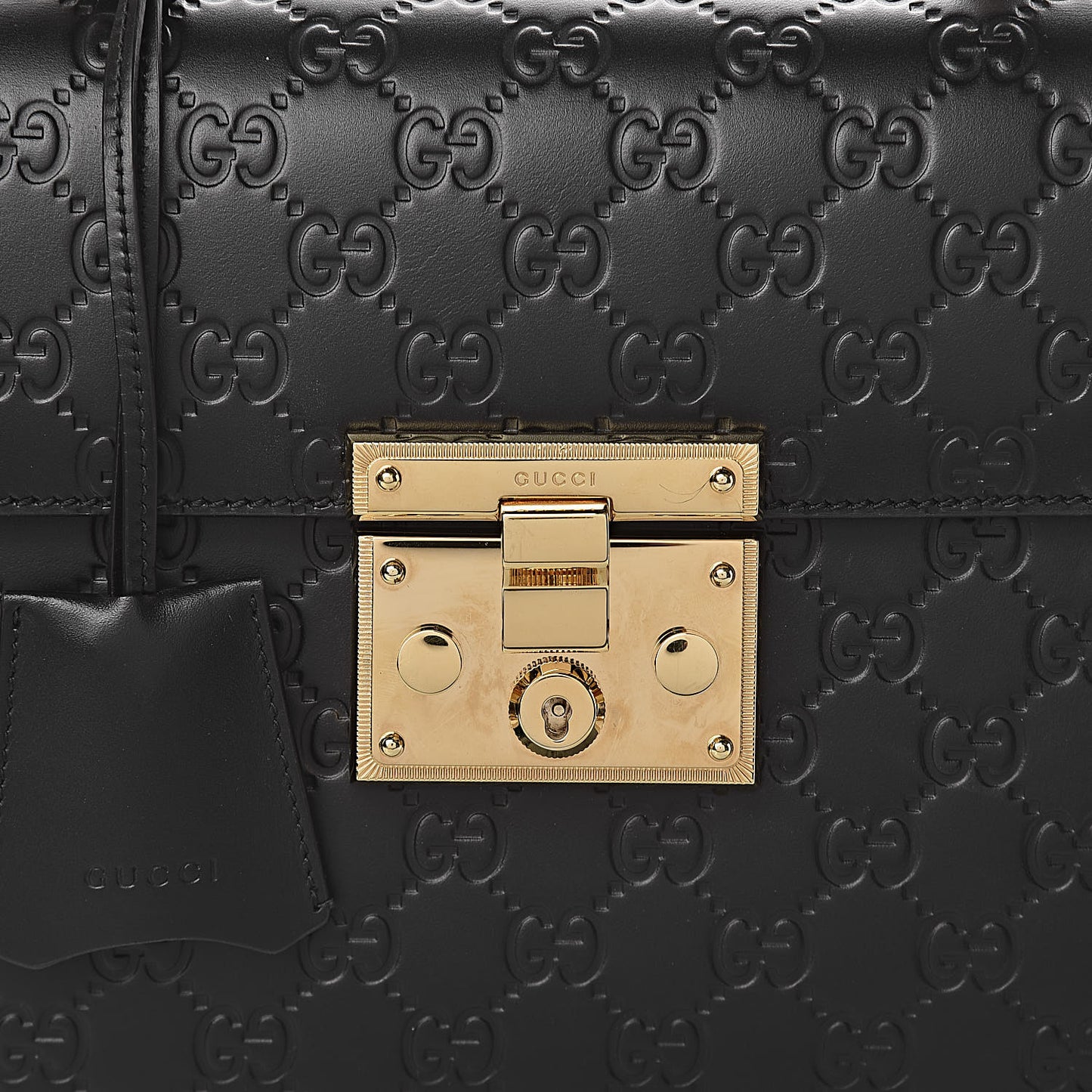 Guccissima Signature Small Padlock Top Handle Bag Black