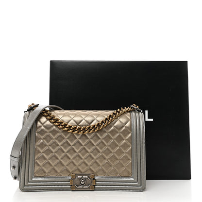 Chanel Metallic Calfskin Quilted New Medium Boy Flap Khaki 11 of 11