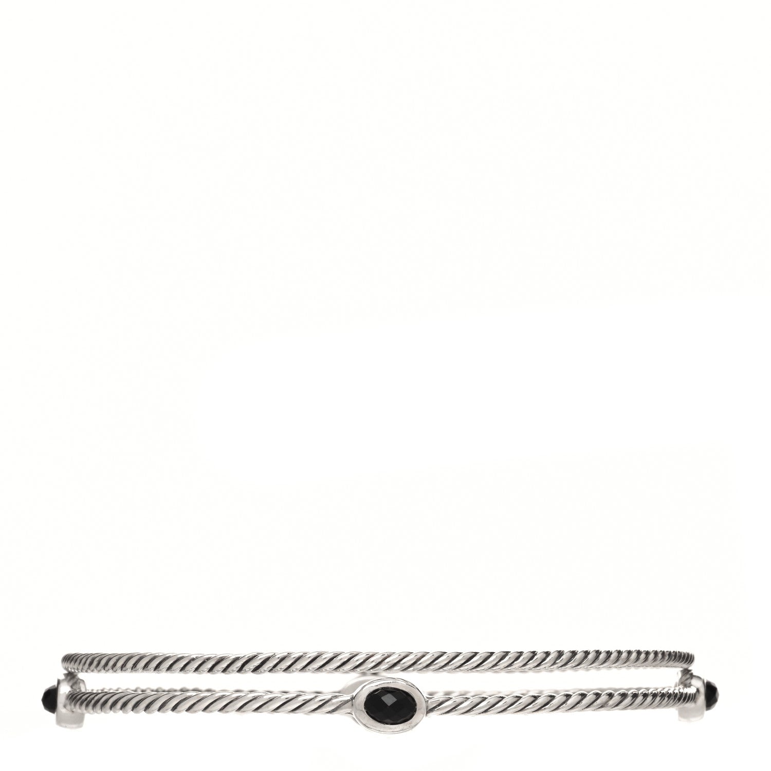 David Yurman Sterling Silver Black Onyx Color Classics Bangle Bracelet Set of 2 1 of 4