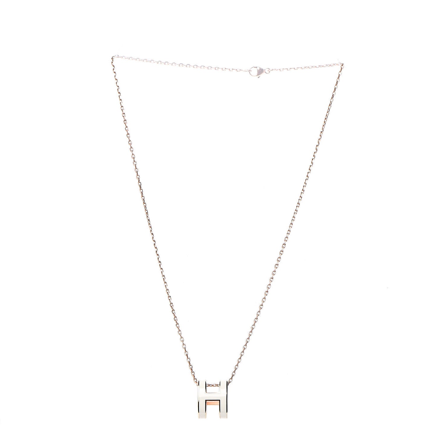 Lacquered Gold Pop H Pendant Necklace White
