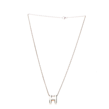 Hermes Lacquered Gold Pop H Pendant Necklace White 3 of 5