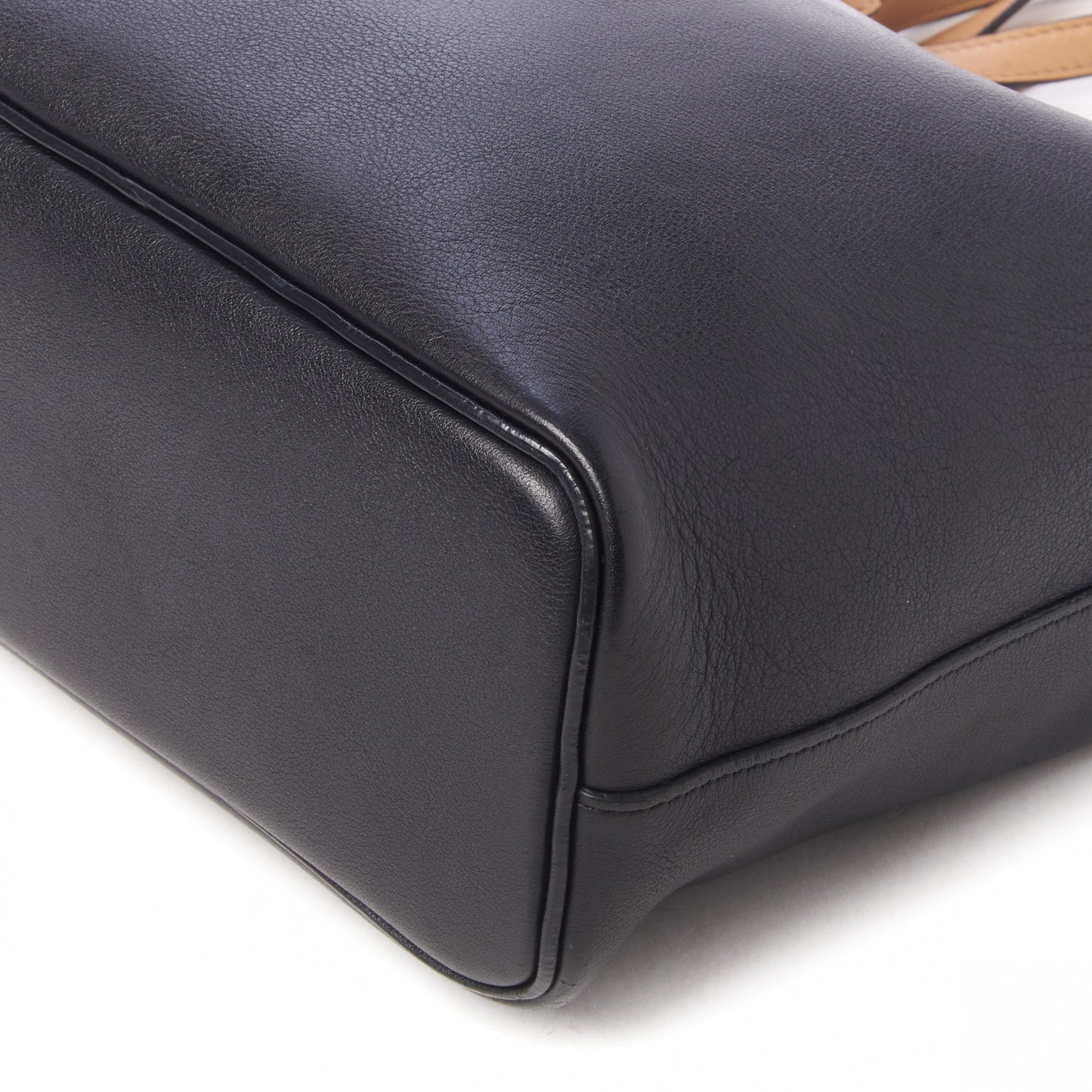 Lambskin Small Soft Cube Satchel Black Tan