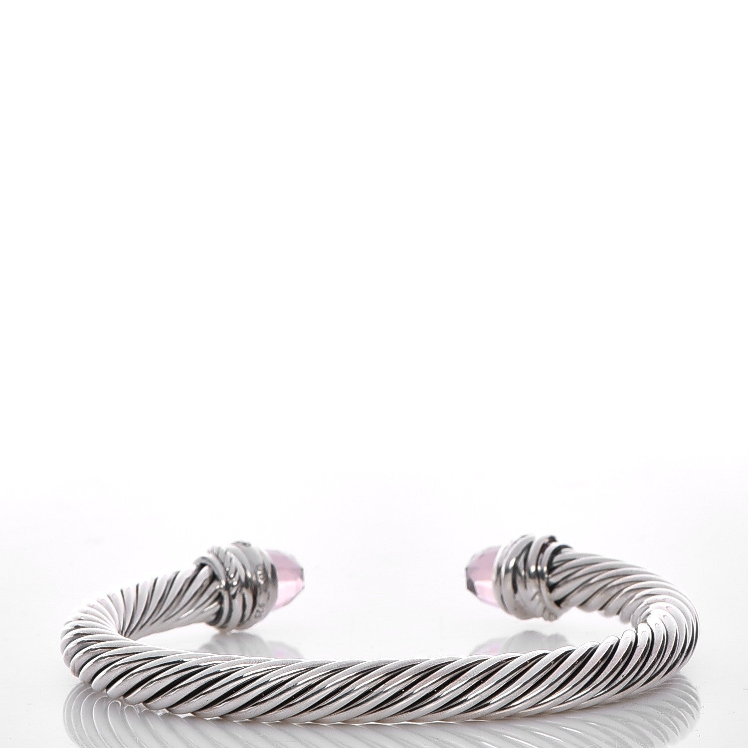 David Yurman Sterling Silver Diamond Morganite 7mm Cable Classics Bracelet 3 of 5