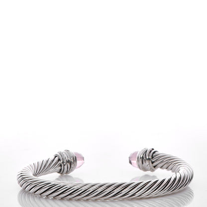 David Yurman Sterling Silver Diamond Morganite 7mm Cable Classics Bracelet 3 of 5