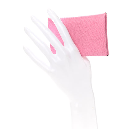 Hermes Epsom Calvi Duo Card Case Rose Confetti 2 of 8