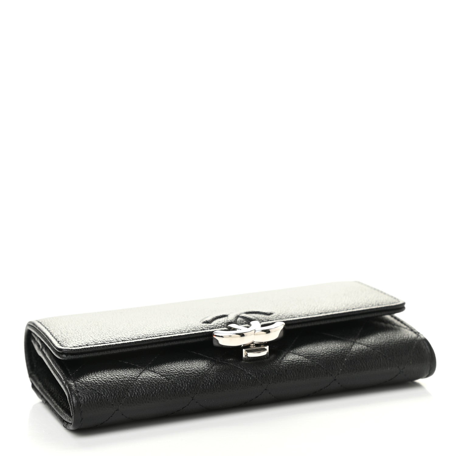 Chanel Grained Calfskin Quilted CC Box Flap Wallet Black 4 of 8