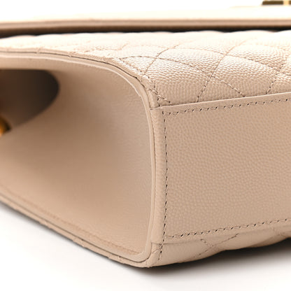 Saint Laurent Grain De Poudre Mixed Matelasse Large Triquilt Monogram Satchel Dark Beige 4 of 7