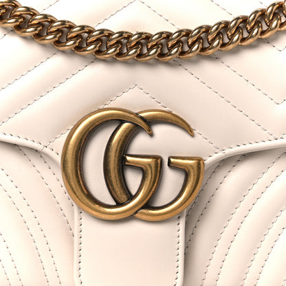 Gucci Calfskin Matelasse Medium GG Marmont Shoulder Bag White 9 of 11