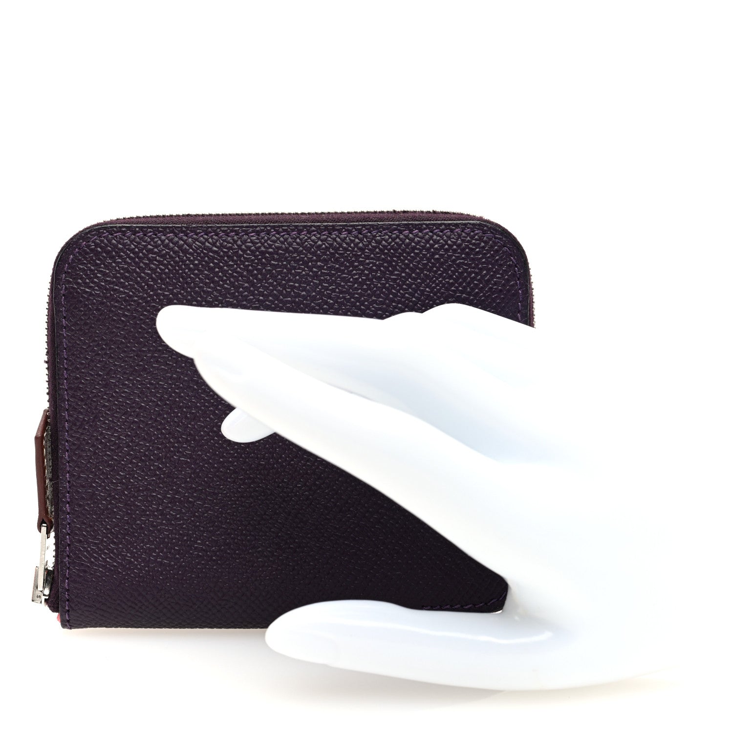 Hermes Epsom Silk'In Compact Wallet Raisin 2 of 8