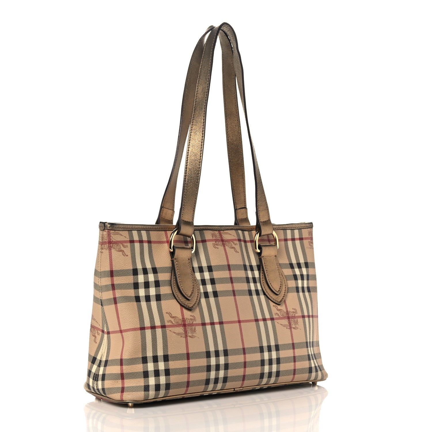 Burberry Haymarket Check Medium Regent Tote Gold 3 of 13