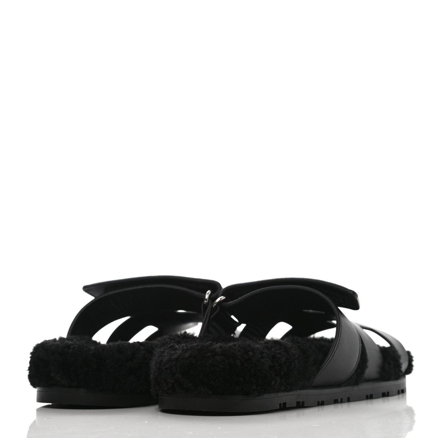 Calfskin Woolskin Womens Chypre Sandals 38.5 Black
